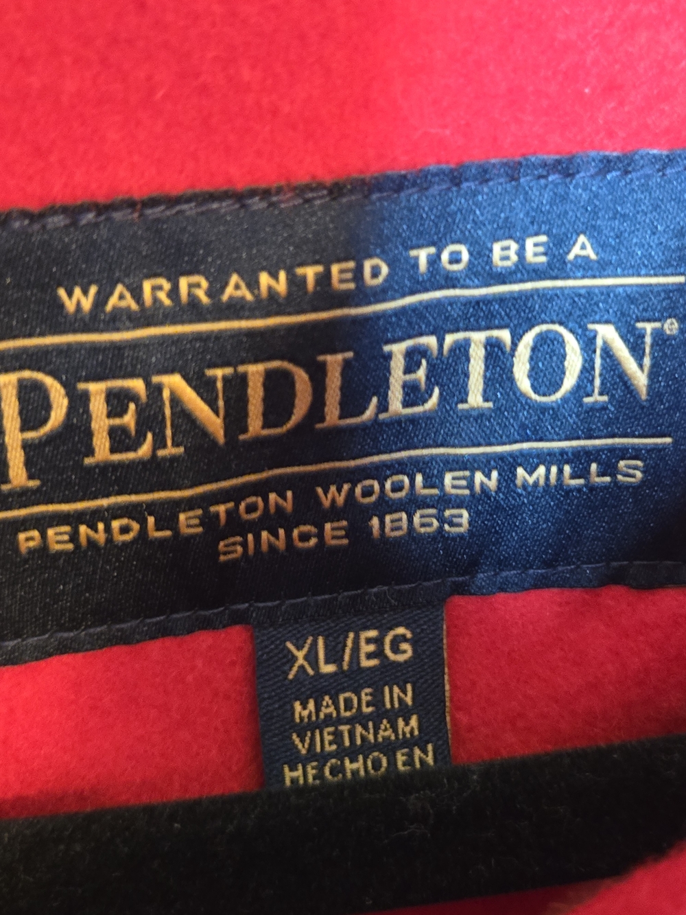 Pendleton Red Wool Blend Stand Collar Coat Hidden Zip Snap Jacket XL - Picture 9 of 10